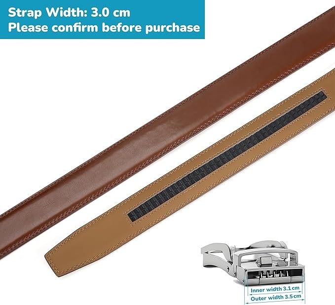 Men’s Ratchet Belt Strap, 30mm / 1 1/8″ Wide, Replacement Strap Only (No B