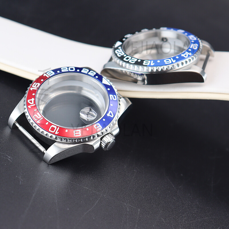 40mm Brushed Watch Cases GMT Ceramic Bezel For Seiko Nh35 Nh36 Eta 2824 Movement