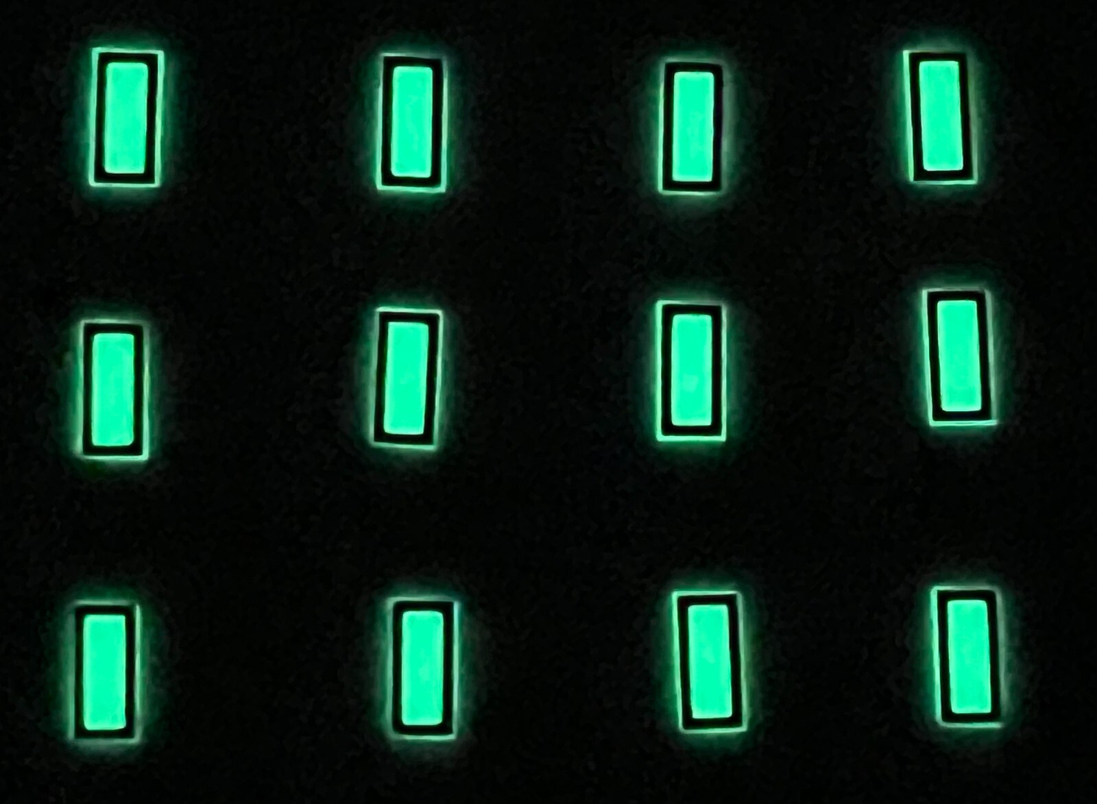 Watch Dial Hour Markers 12 pieces Green Blue LUMINOUS Numerals Dots Rectangles