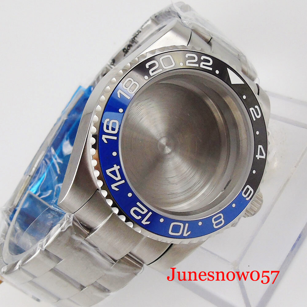 40MM Fit NH35 NH34A Automatic Watch Case Oyster Bracelet Flat Sapphire Crystal