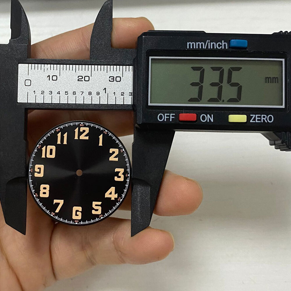 33.5mm Black Watch Dial Luminous Fit Pilot Style NH35 NH36 2824 8215 Movement