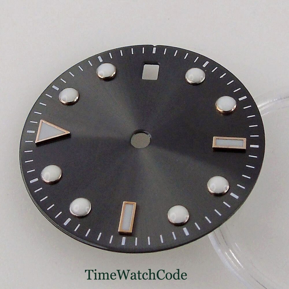 29mm Gray Watch Dial Rose Gold Index for NH35 ETA2824 PT5000 Miyota8215 DG2813