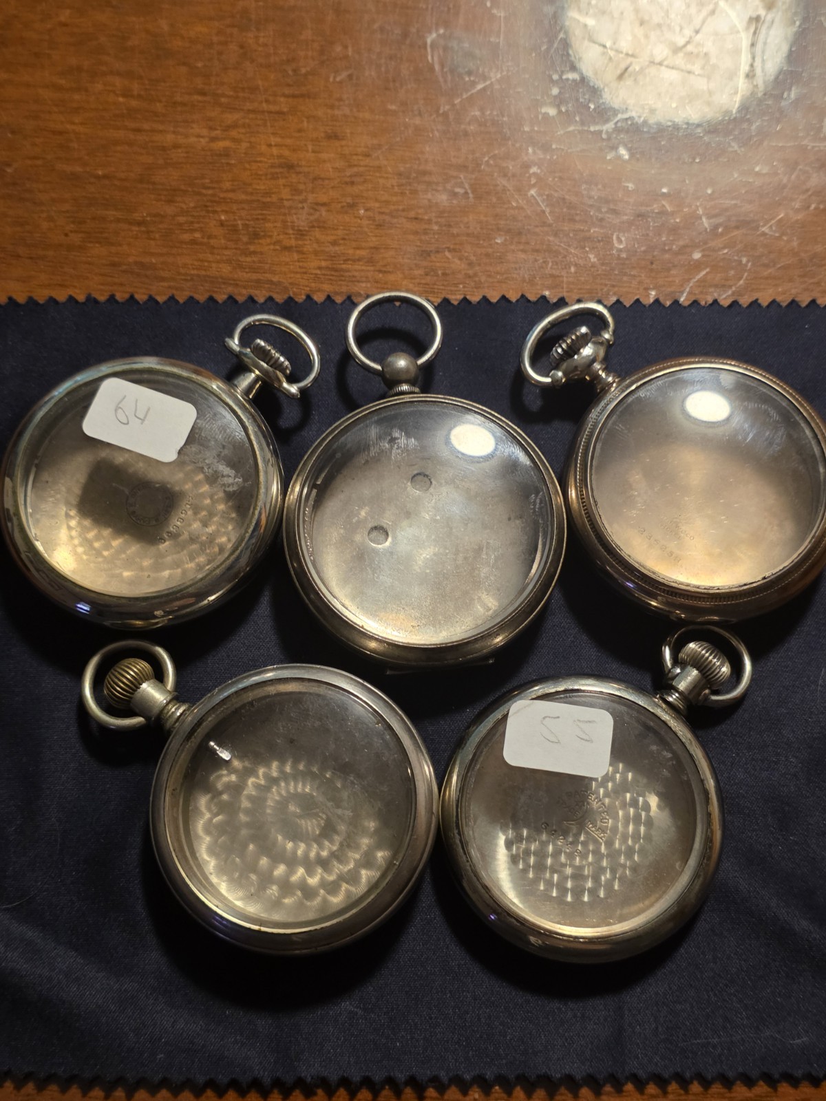 Lot of 5 Pocket Watch Cases, Silver Metal, Compatible w/ Antique Watches 16s