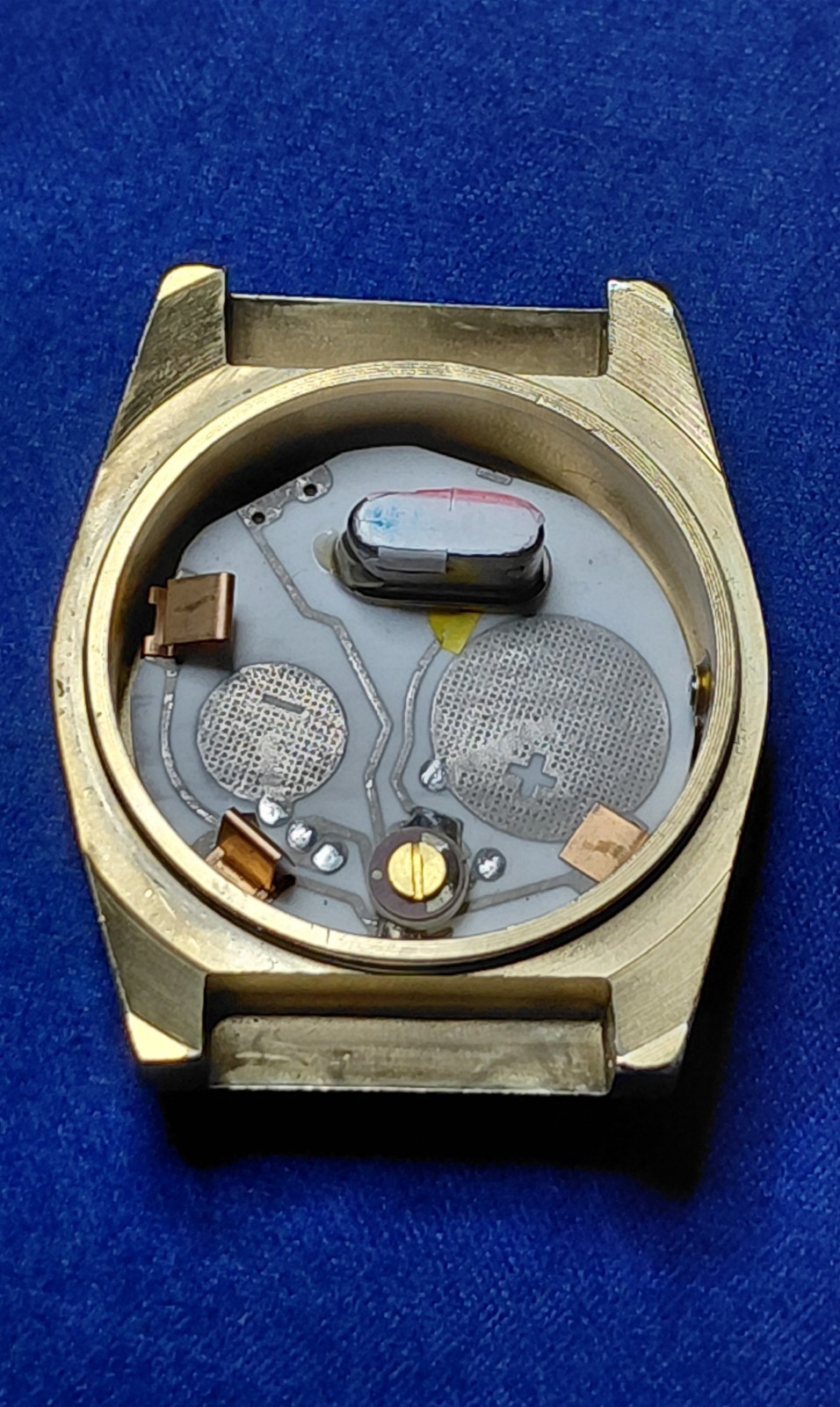 Empty Men’s Goldtone Red LED Screen Watch Case w/Band *Only * Very Clean