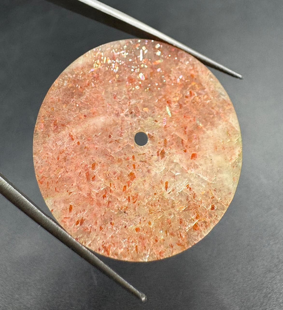 Natural sunstone Watch Dial: 33 mm One Sided Polished stone Round Disk gmc 1102w