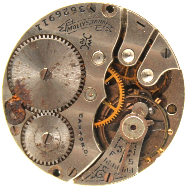 1917 HAMPDEN POCKET WATCH MOVEMENT 3626911 GRADE: MOLLY STARK 5/0s 7j (JU)
