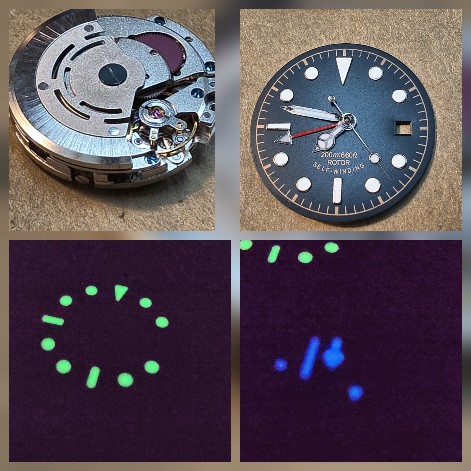NOS Date GMT Automatic Watch Movement With 30.5mm Dial & 4 Hands