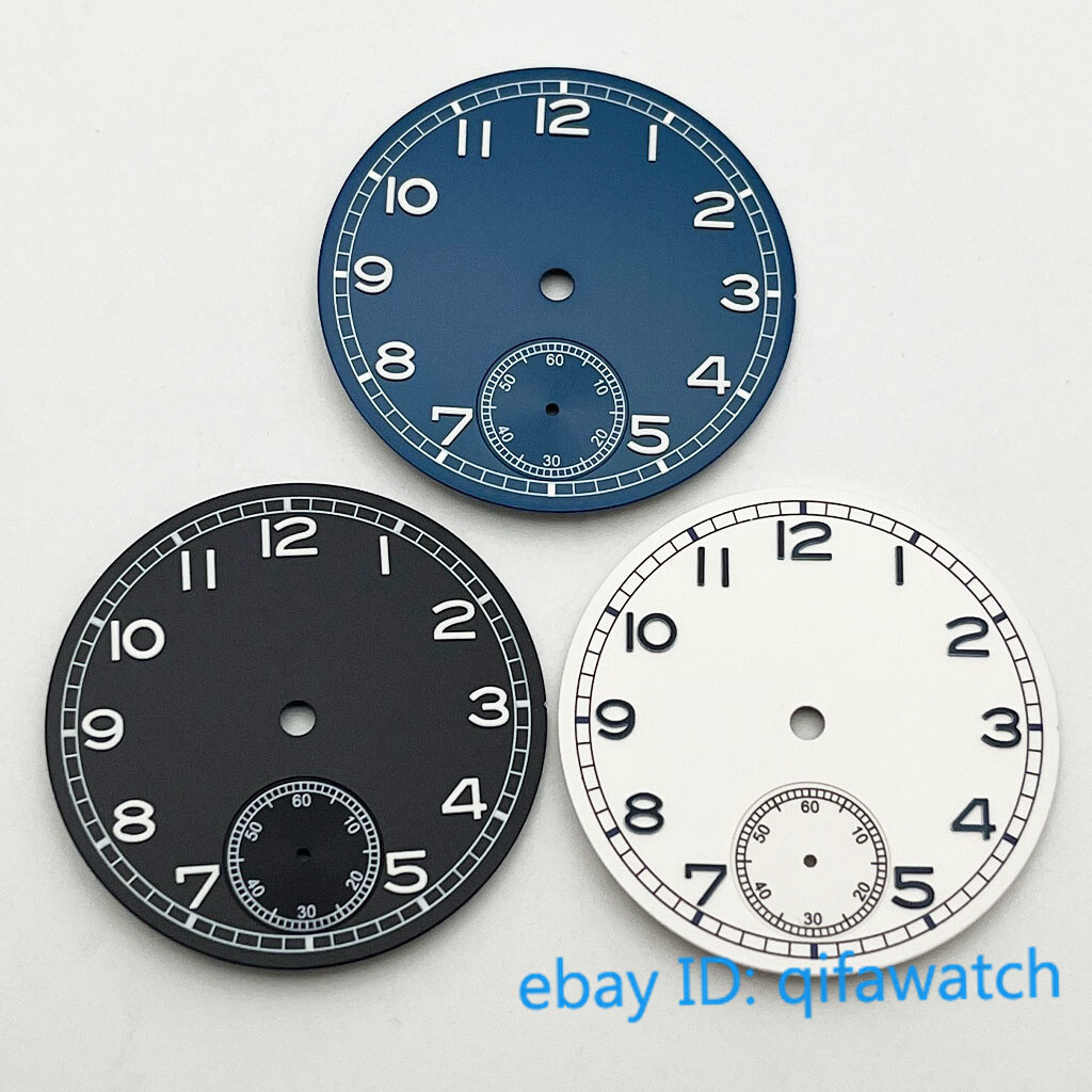 37mm sterile Black/blue/white watch Dial luminous Fit ETA 6498 st3621 movement