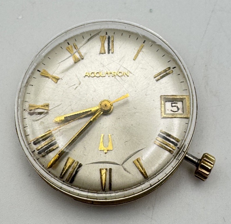 Bulova Accutron 218 D Wrist Watch Movement & Dial With Date
