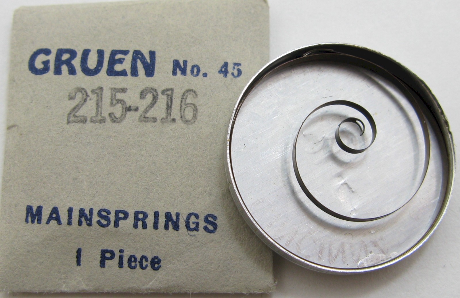Gruen 215 216 watch part: one blue mainspring #770