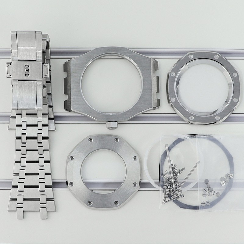 41mm Silver Octagon Watch Kit Sapphire Chapter Ring For Seiko NH34 NH35 NH36