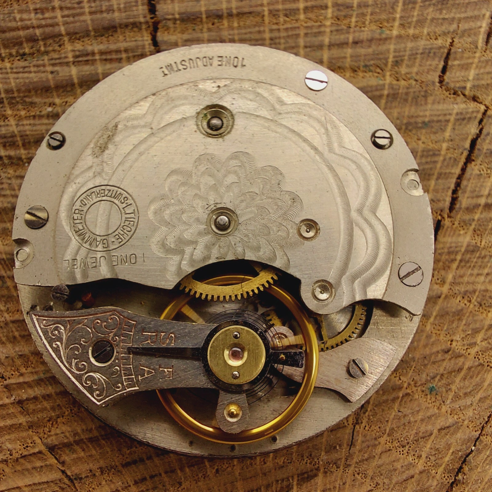 Antique Pocket Watch Movement Equity L. Tieche Gammeter 16s 1j Opencase Swiss