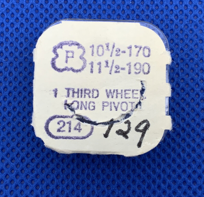 Peseux 170-190 Part # 214/129 Third Wheel Long Pivot. Opened. NOS 10R