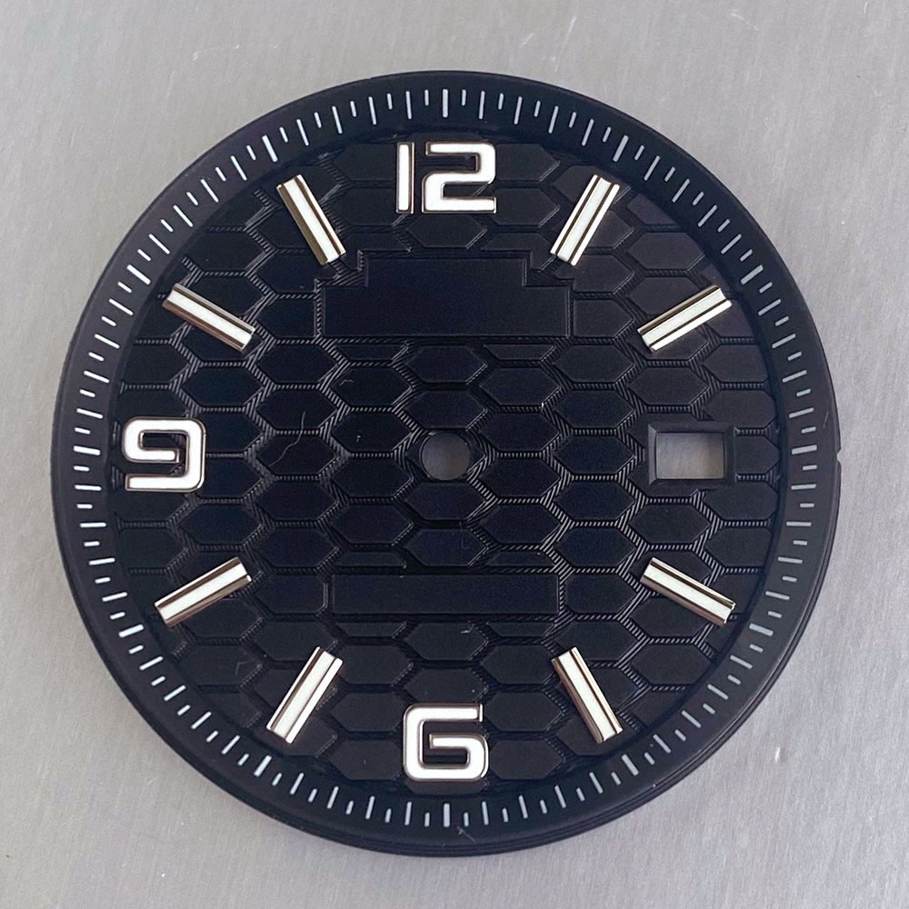Black Blue Sterile 34mm Honeycomb Watch Dial Chapter Ring fit NH35 Watch Part