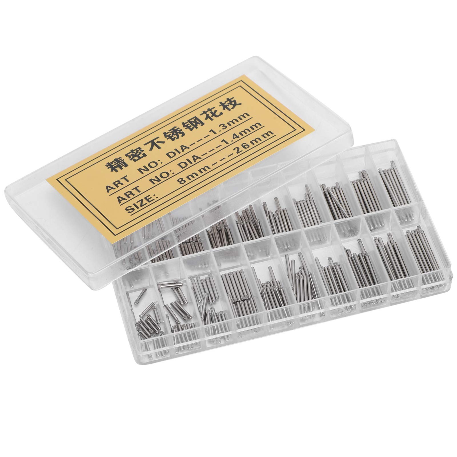 300Pcs Stainless Steel Watch Band Pins & Spring Bars Tools, 1.3-1.4Mm Assortment