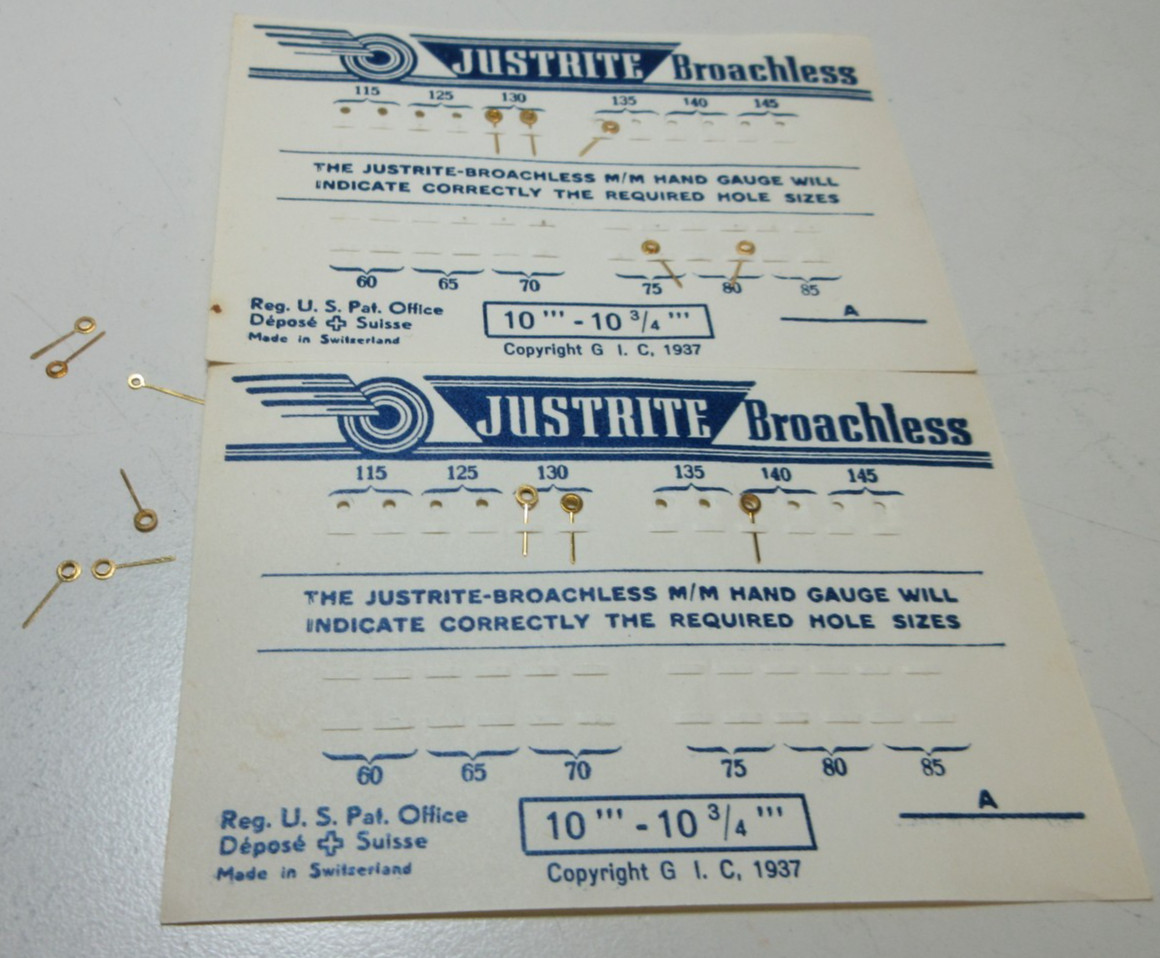 LOT JUSTRITE WATCH HANDS 10”’ 10 3/4”’ WATCHMAKER REPLACEMENT PARTS #244