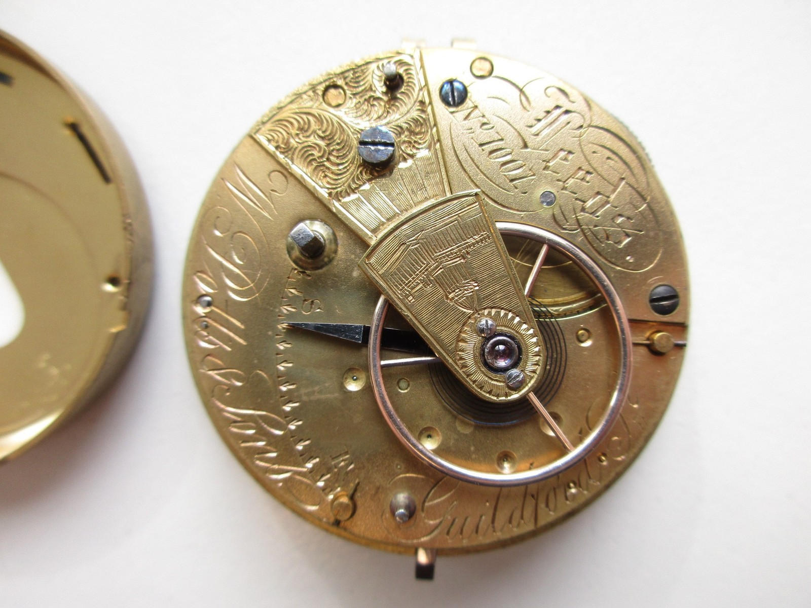 Verge Fusee pocket watch movement W. Potts & Sons Guilsford Leeds – running
