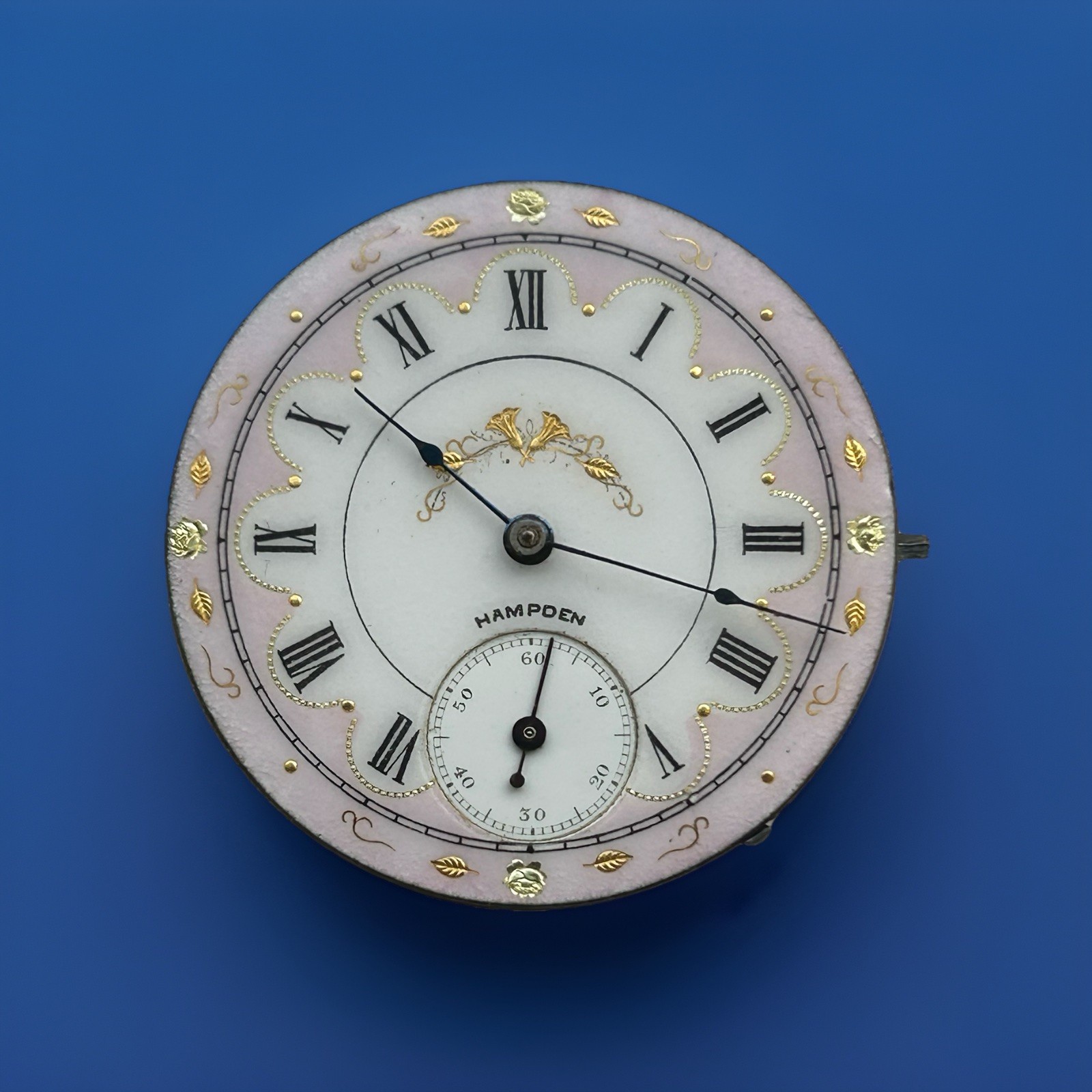 Antique Hampden Pocket Watch Movement – Grade 220 – 17 Jewels – Very Nice Dial