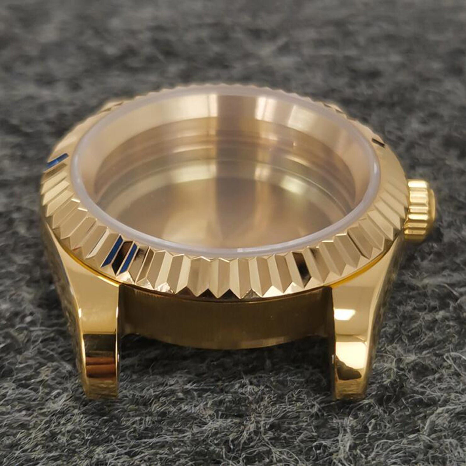 For NH35/36 Movement PVD Gold Tooth Ring/Oyster Stainless Steel Watch Case 39mm
