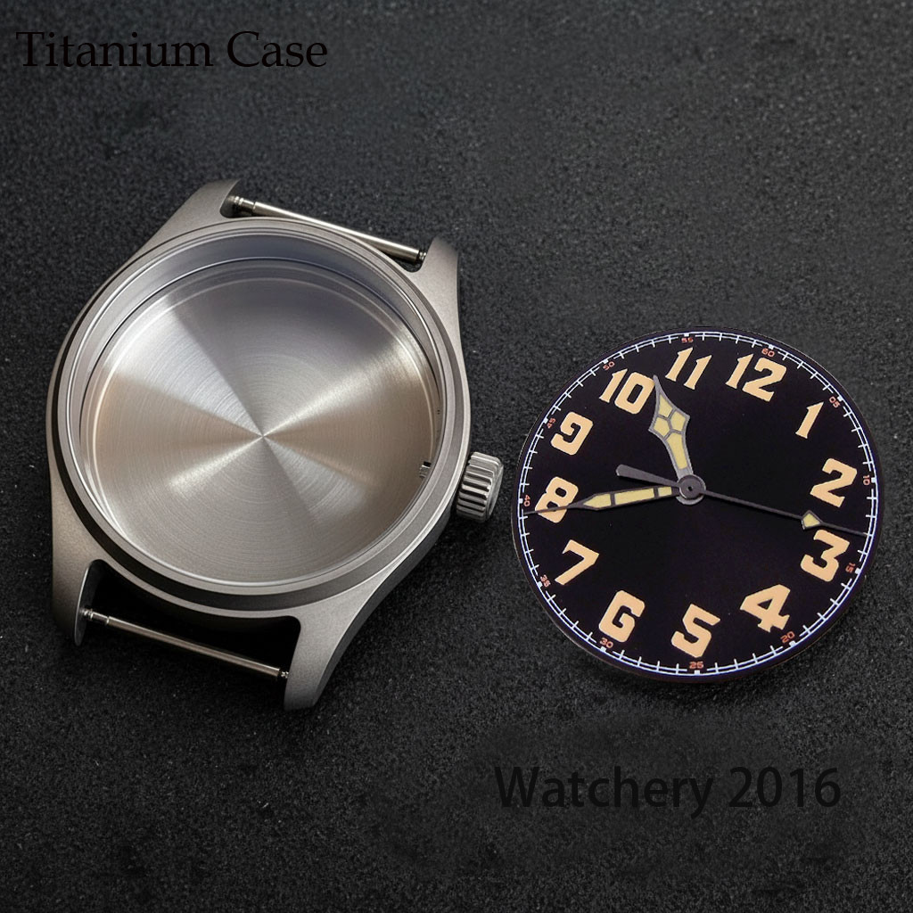 39mm Pilot Titanium Watch Case Fit NH35 Miyota 8215 ETA2824 Auto Movement Watch