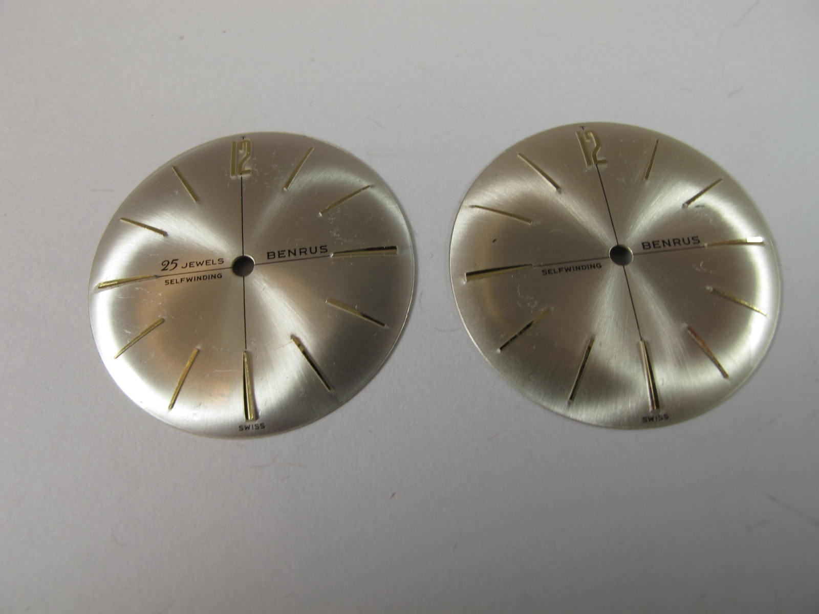 BENRUS MENS 25J SELF WINDING PAIR OF OLDER WATC DIALS FOR AUTOMATIC CALIBER