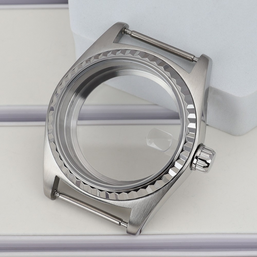 38.5mm Date Watch Case Fluted Bezel 316L stainless steel For Seiko NH34 35 36 38