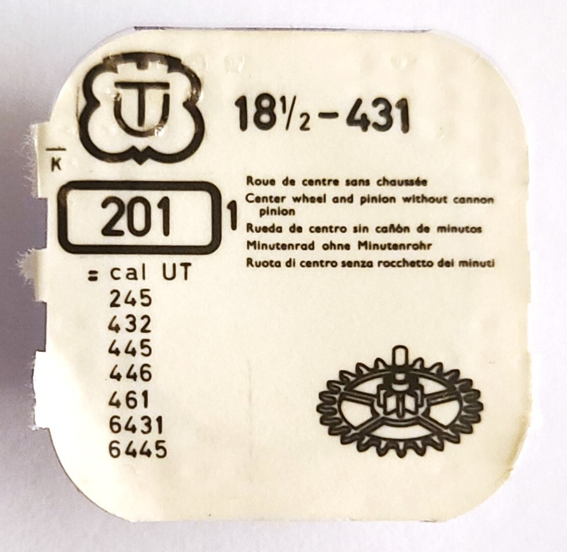 UT Center Wheel & Pinion 201, 18 1/2, Cal. 431 – SEALED NOS