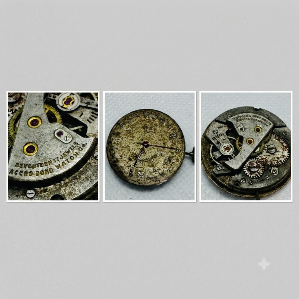 Vintage Watch Movement & Dial Parts Lot: Vulcain Waltham Bulova Elgin and more