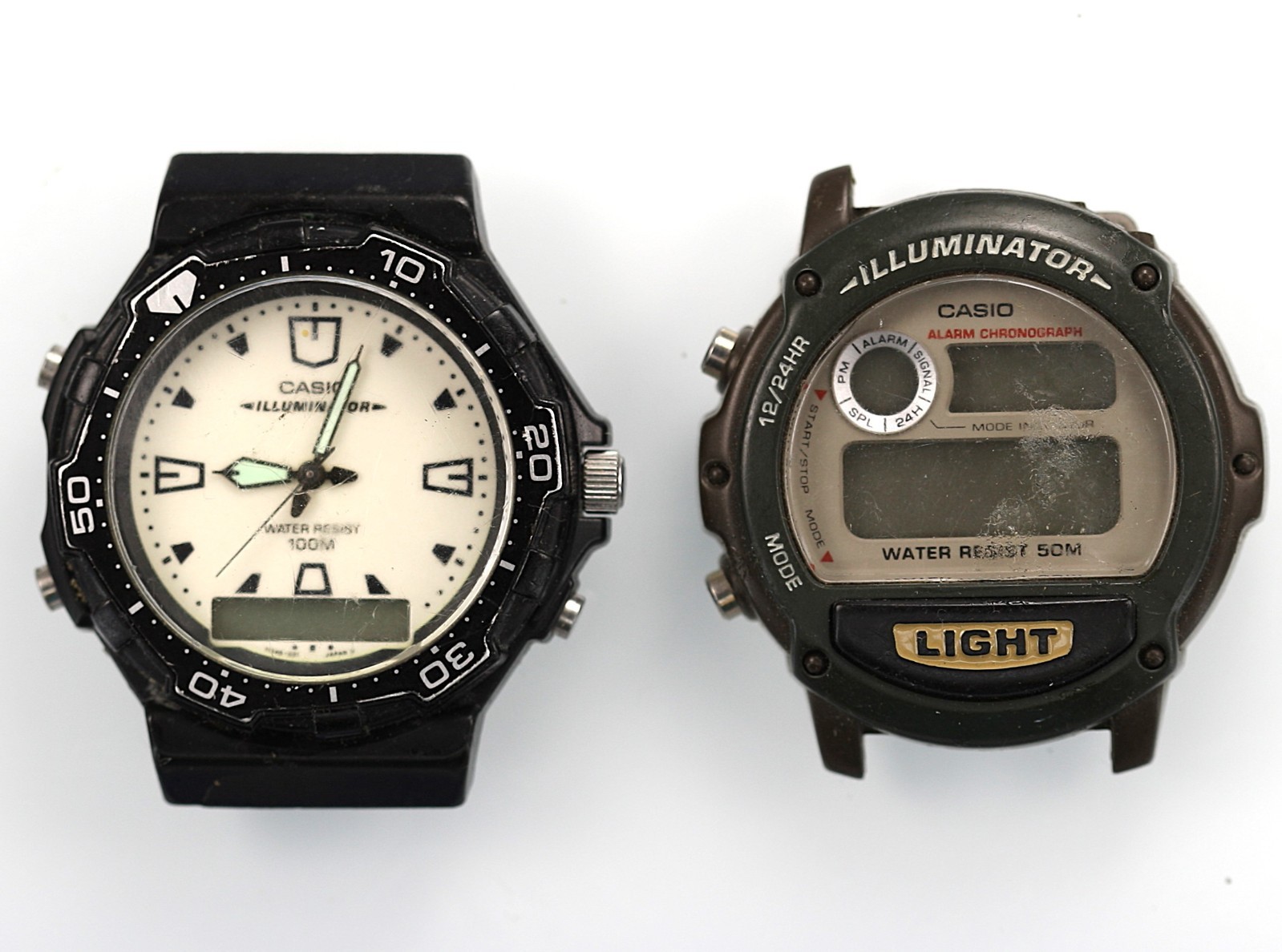 Casio Watch Men Illuminator AQ-130W W-89H Battery 50-100m Quartz NON WORKING