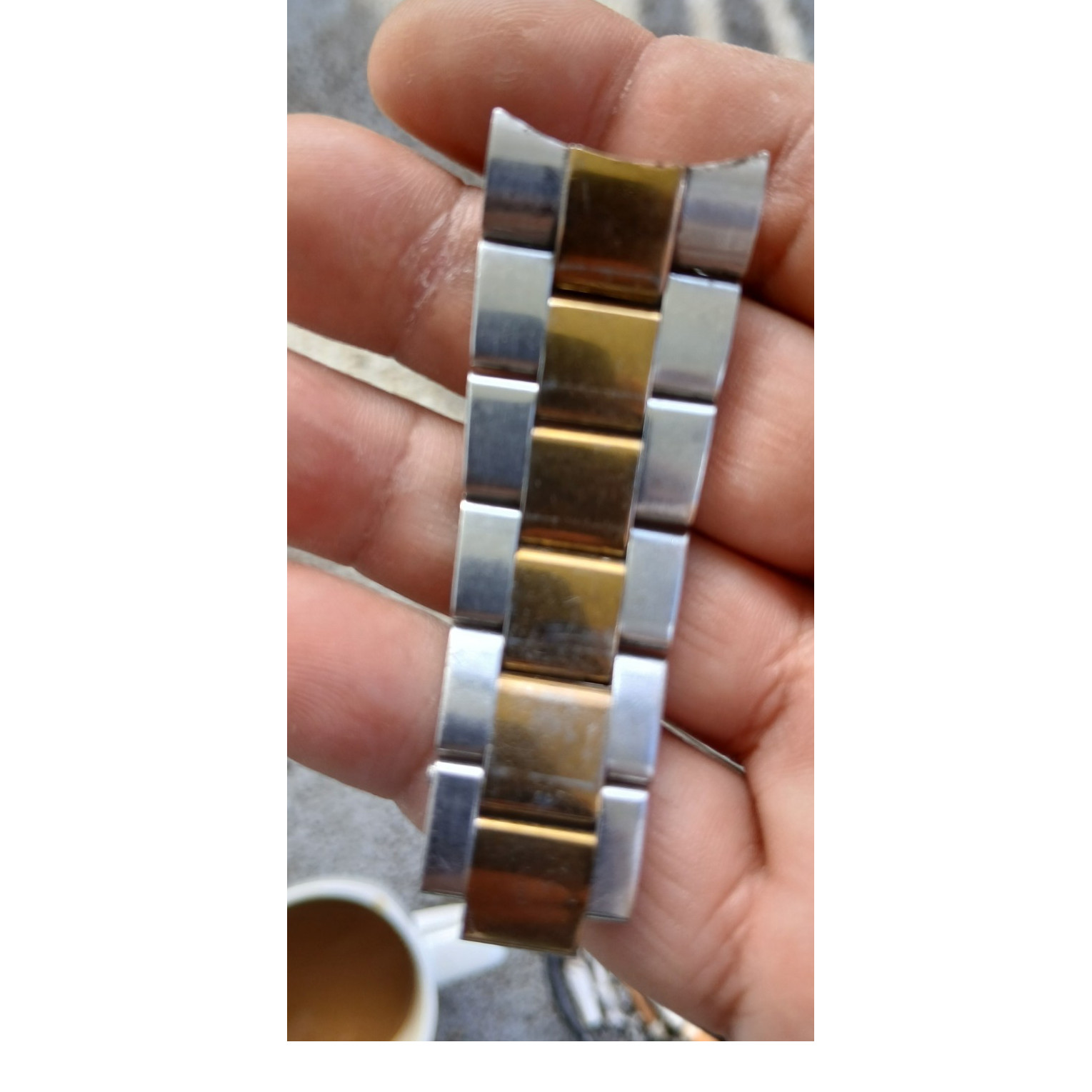 Two-Tone Silver Gold Stainless Steel Watch Band Link and Case