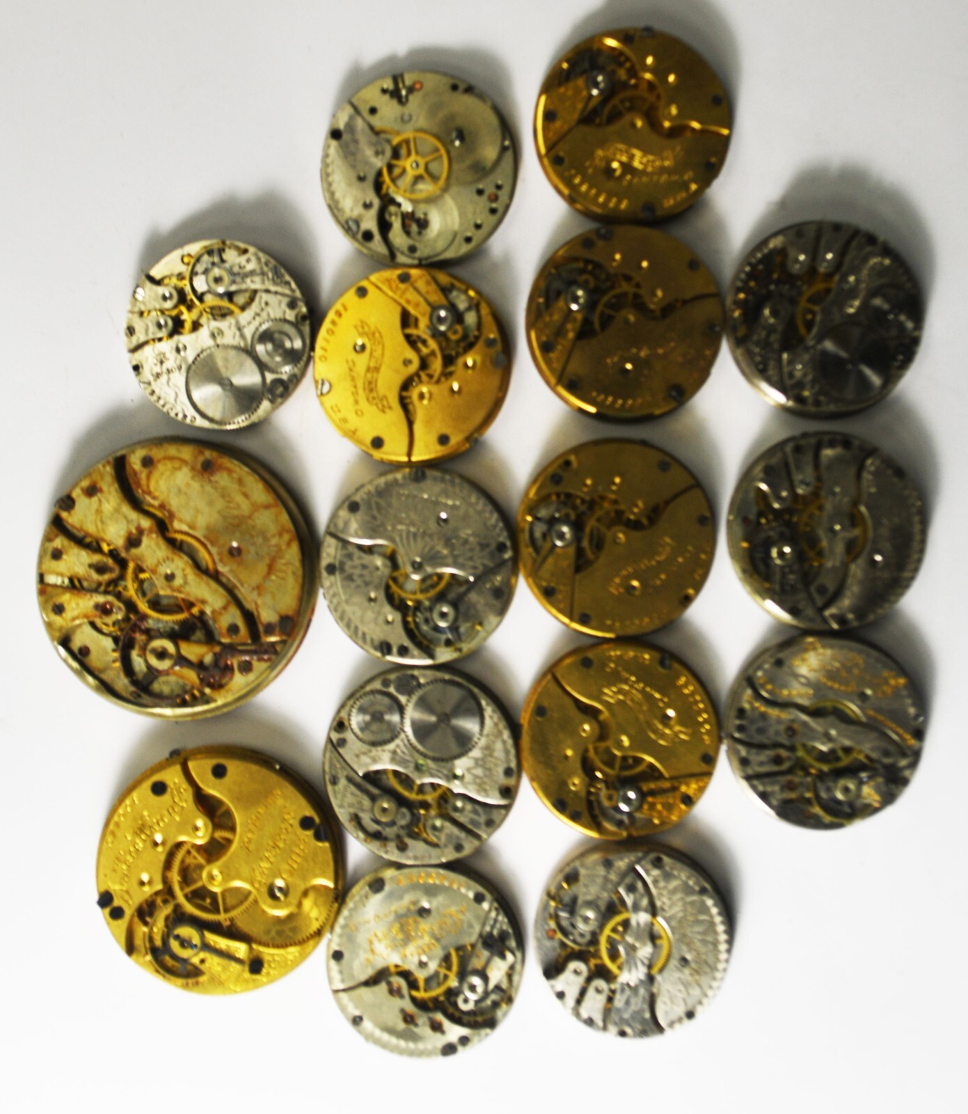 16pc Vintage Hampden Pocket Watch Movements 6/0-12 Molly General Stark Lot