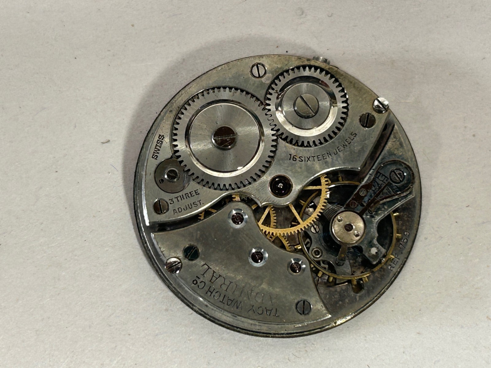 Vintage Tacy Watch Co. Admiral Pocket Watch Movement for Parts Only (M4)