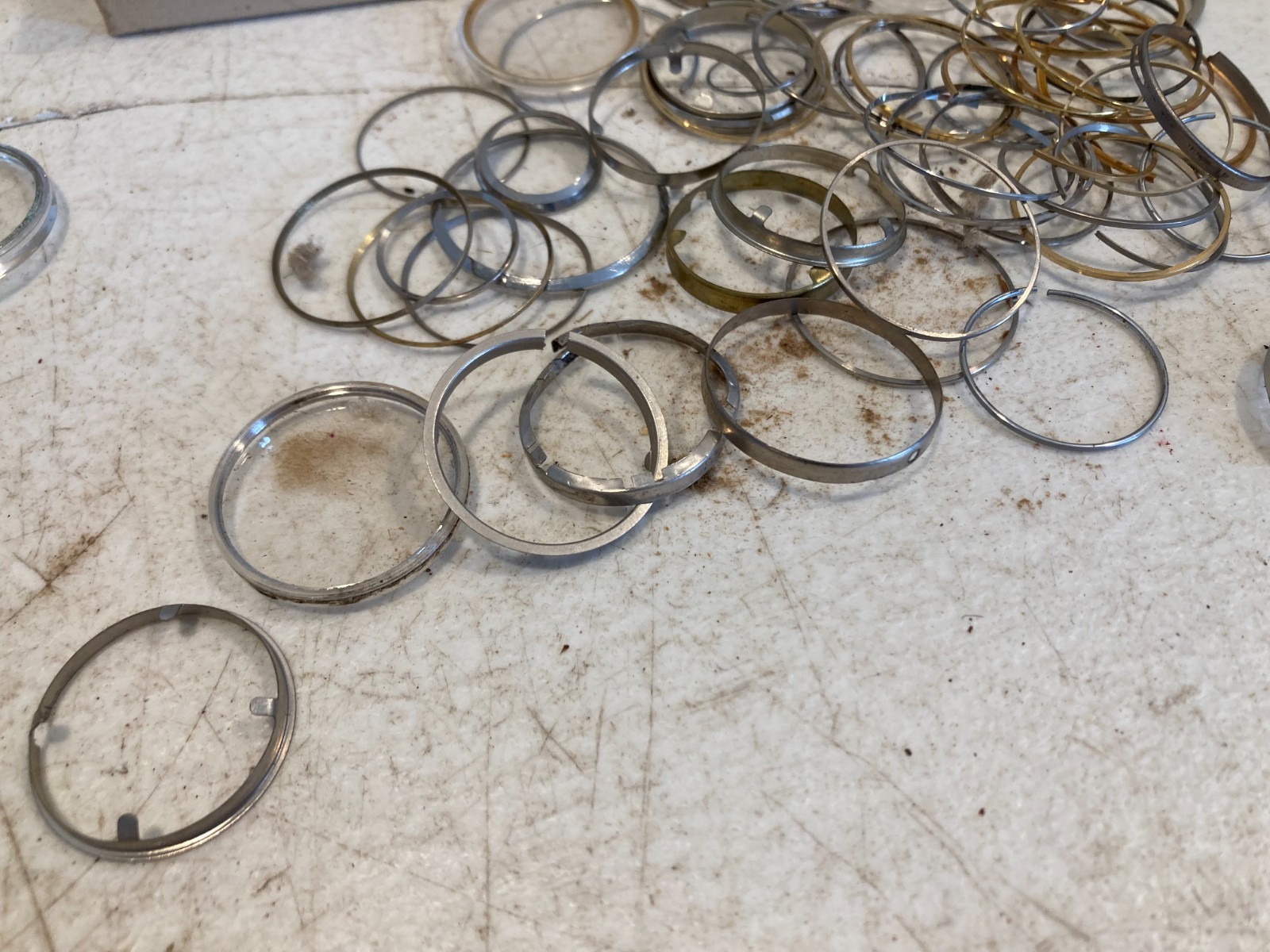 Large Vintage Watch Crystal Bezel & Retaining Ring Parts Lot Glass Acrylic