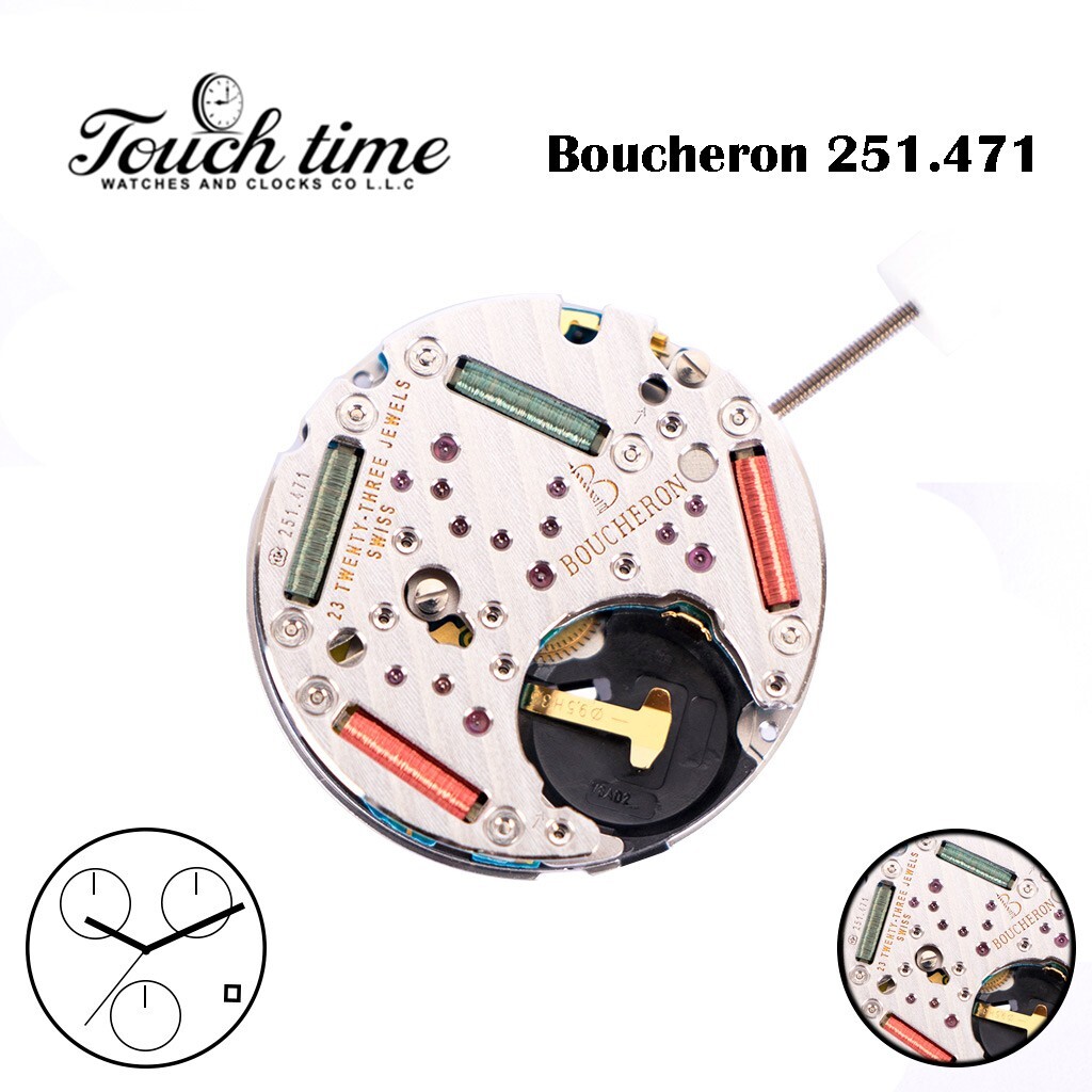 ETA 251.471 (Boucheron Finish) Swiss Movement, Chronograph, White Disk on 4 .