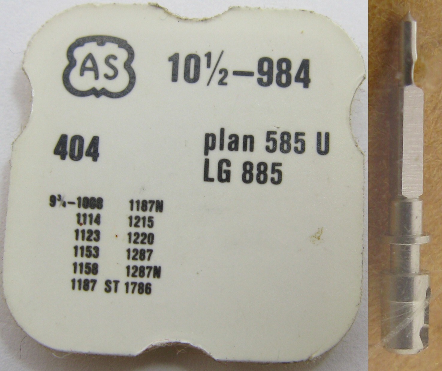 AS 984 1002 1194 1216 … 10 1/2 lignes … watch parts winding split stem #404
