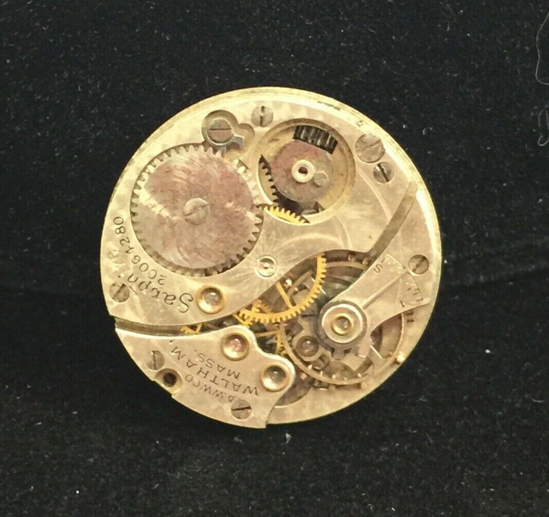 AWWCO Waltham Mass Sapphire Serial 20064280 Round Arabic Numeral Dial Movt 25mm