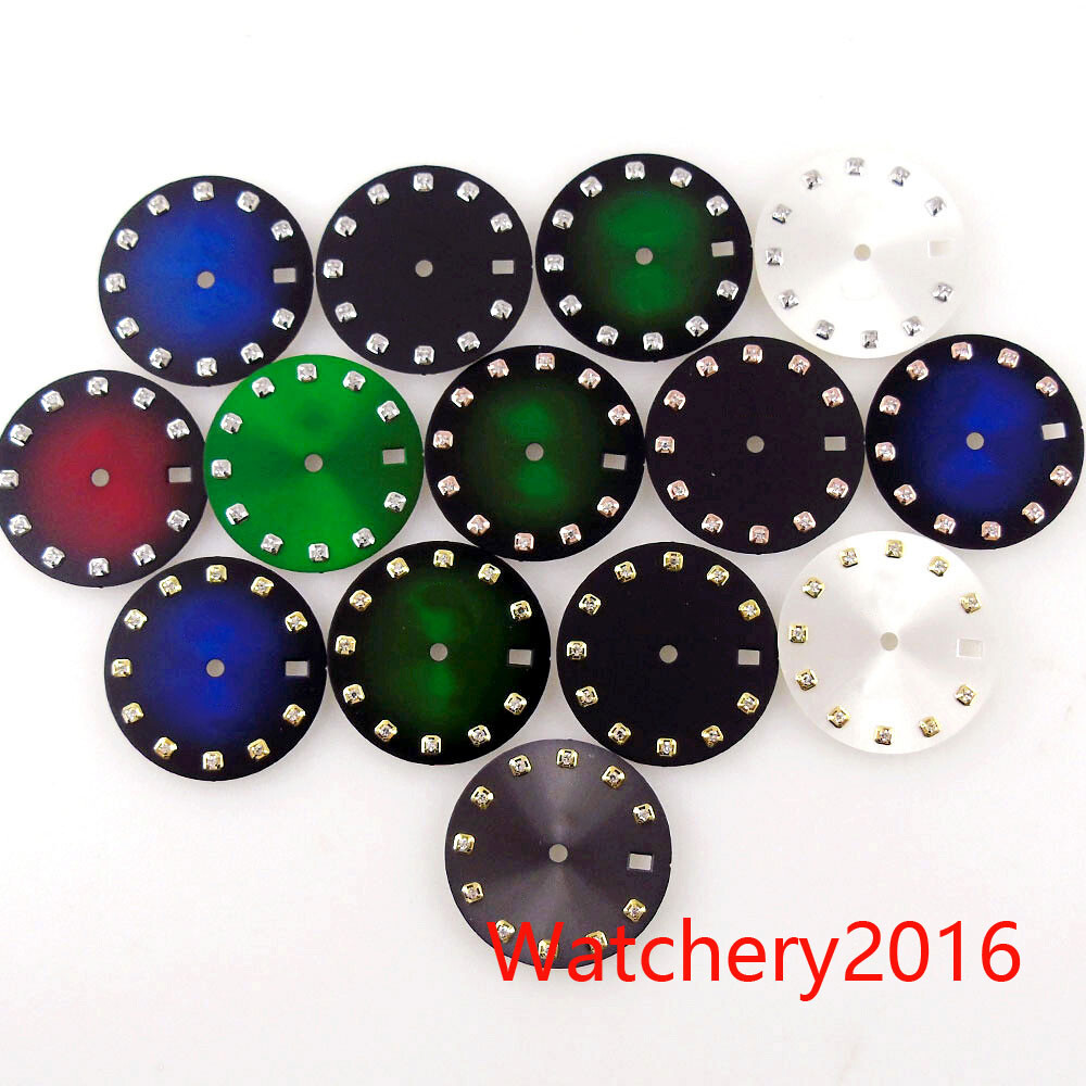 Bliger 29MM Blue Green Red Watch Dial Diamond Index Fit NH35 Automatic Men Watch