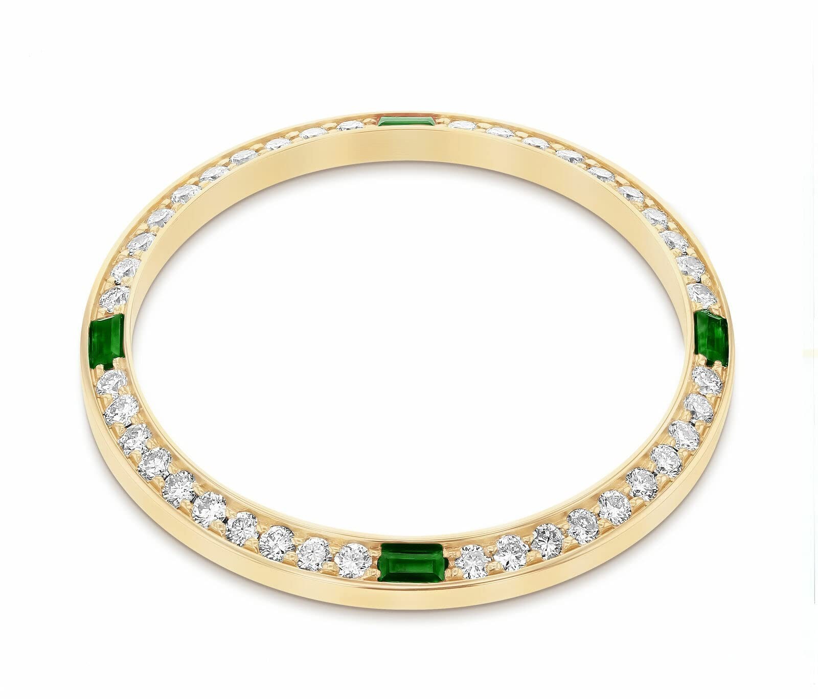 1CT BEAD SET MOISSANITE BEZEL COMPATIBLE WITH ROLEX 31mm DATEJUST WITH 4 EMERALD