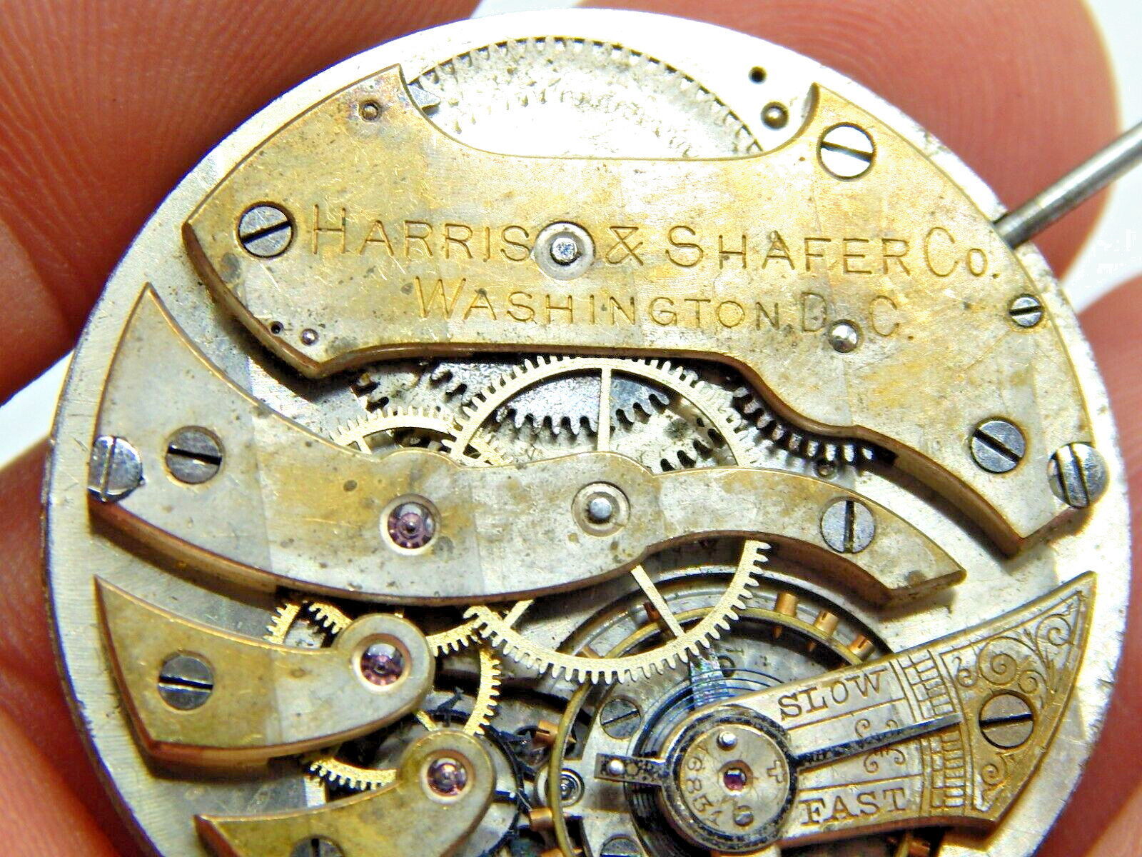 Antique Harris & Shafer Co Washington DC Longines Watch Movement 17 jewel 39.8mm