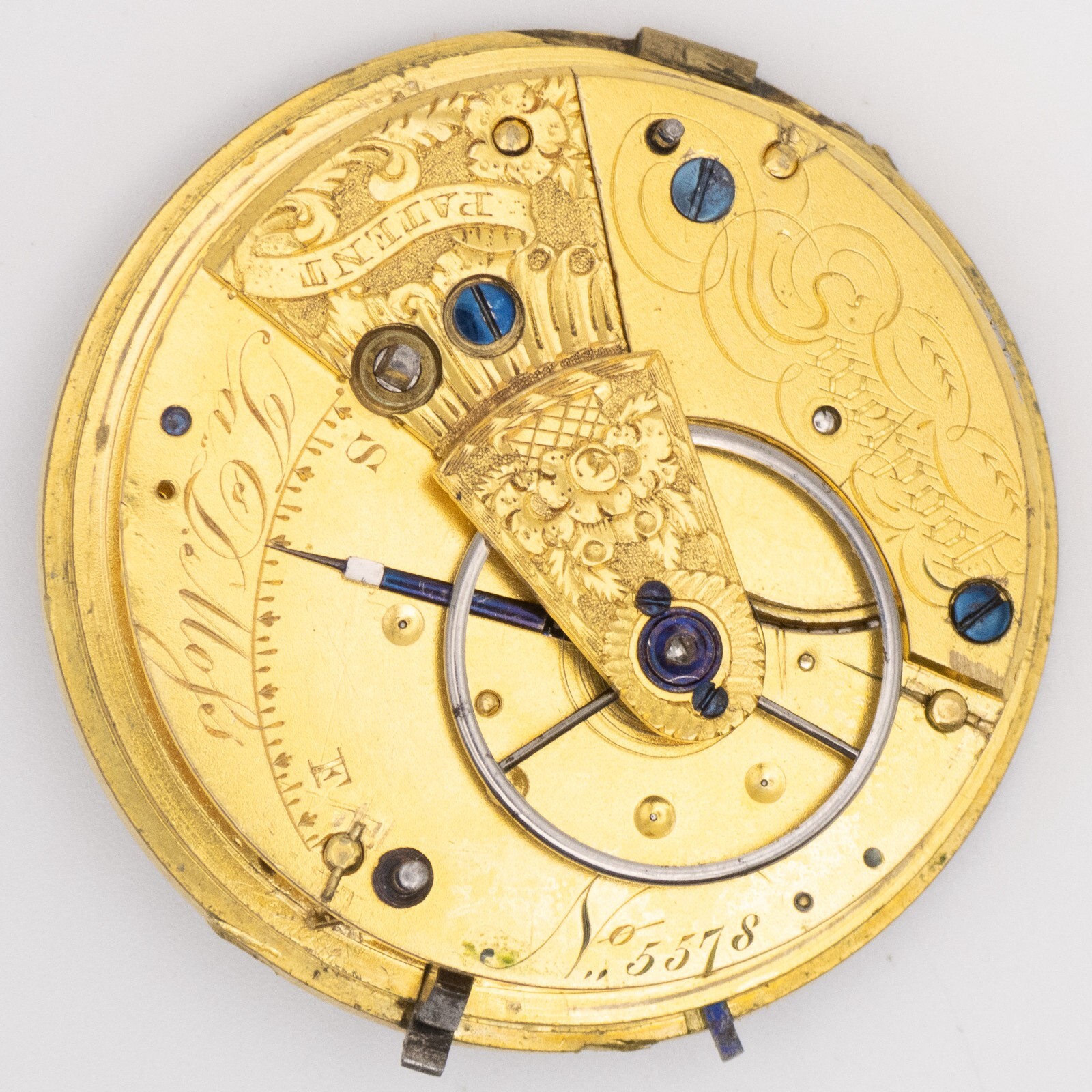 Ja. D. Moses 44.8 x 14.3 mm Key Wind Fusee Antique Pocket Watch Movement, Runs
