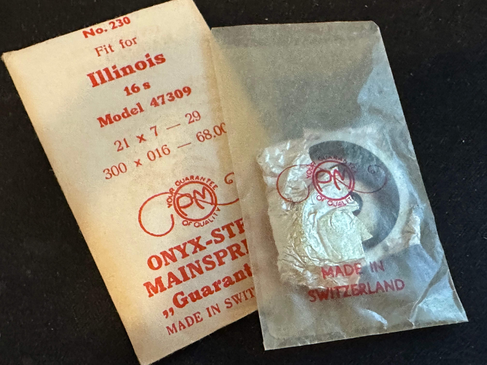 PM Mainspring #230 for Illinois 16s 60hr Factory No. 47309 – Steel