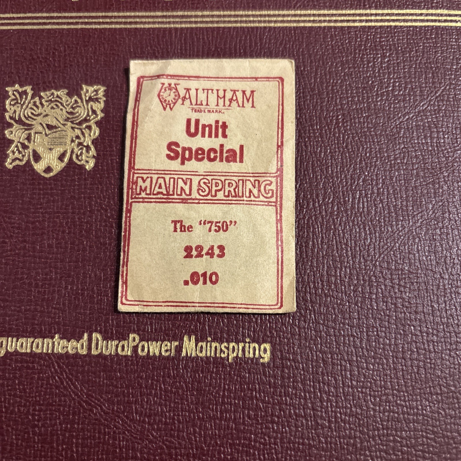 Waltham Unit Special Mainspring The 750 No. 2243 .010