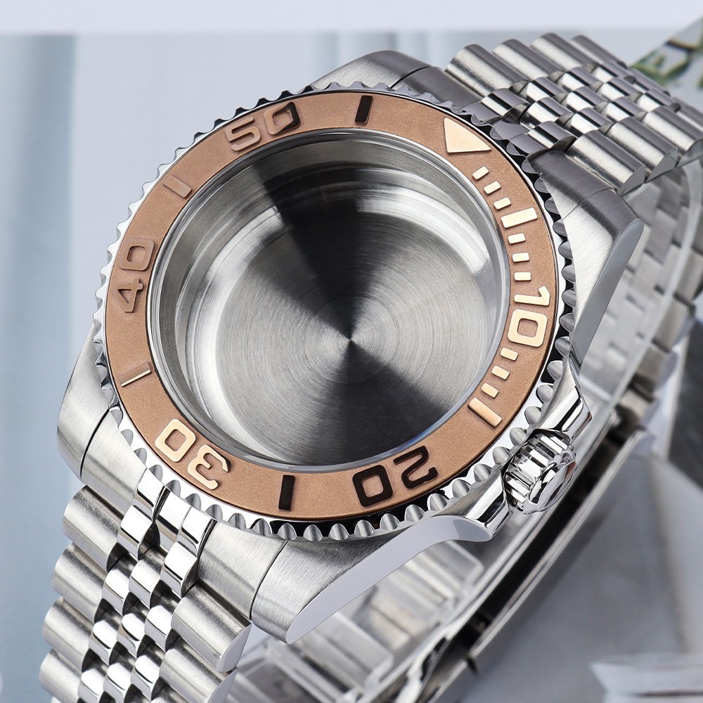 Yacht 40mm Date Watch Cases Jubilee Bracelet Sapphire 10ATM For Seiko NH35 NH38