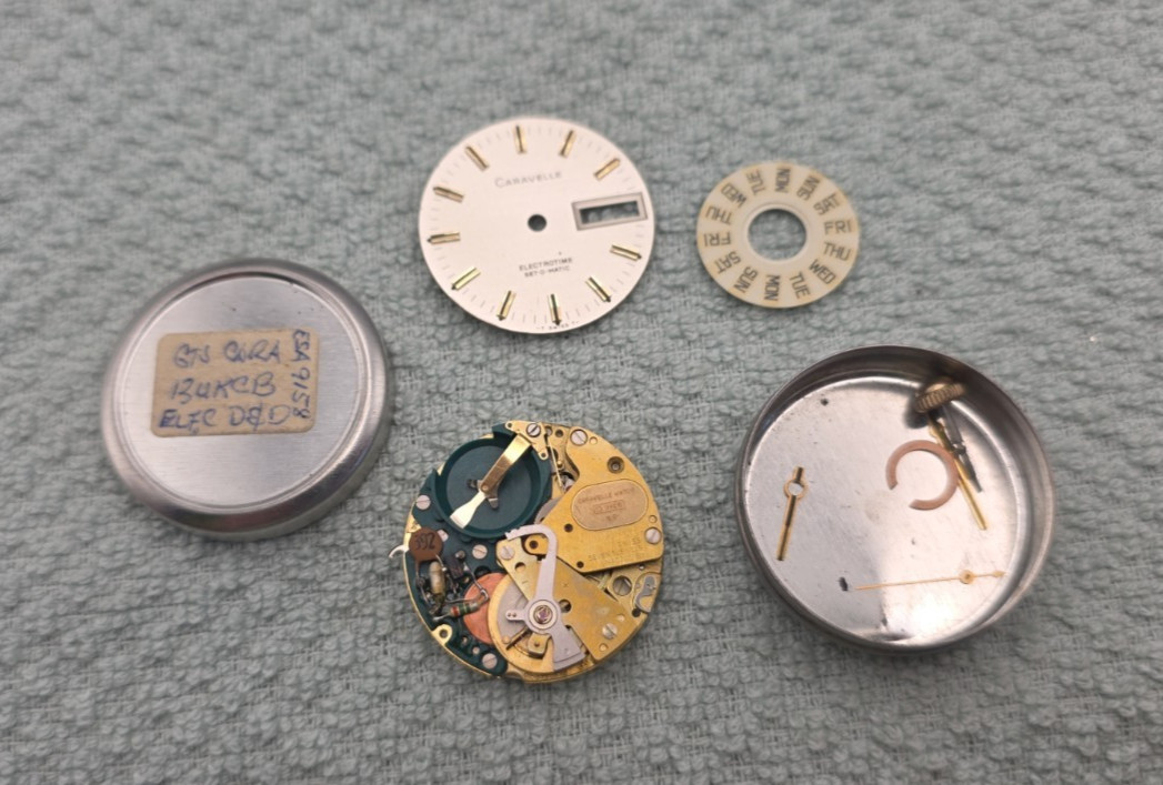 Caravelle 13UKCB Electrotime Day Date Watch Movement Dial & Parts