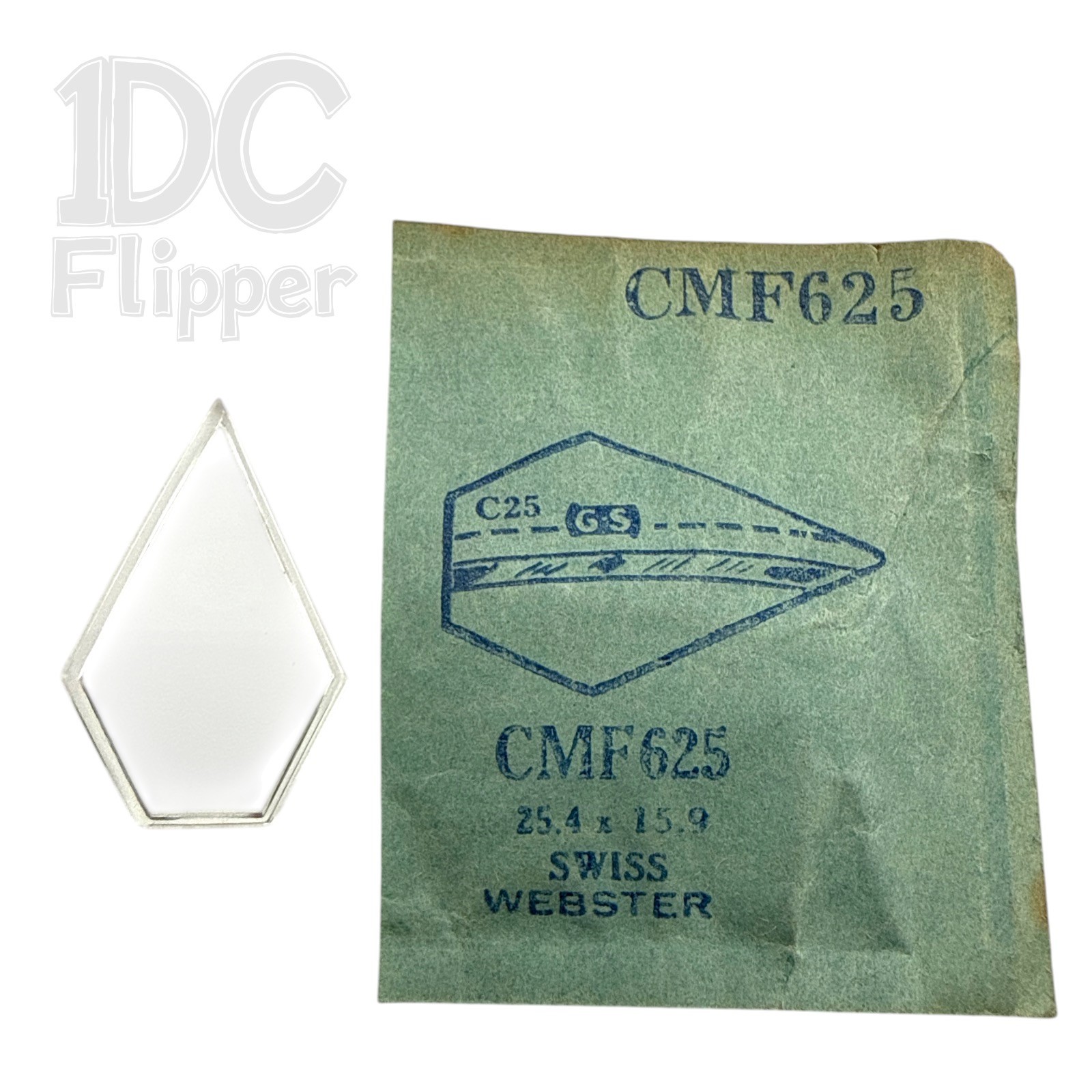 Swiss Arrow Shape Watch Crystal G-S CMF625 25.4 x 15.9 Webster SWC61A NOS Read!