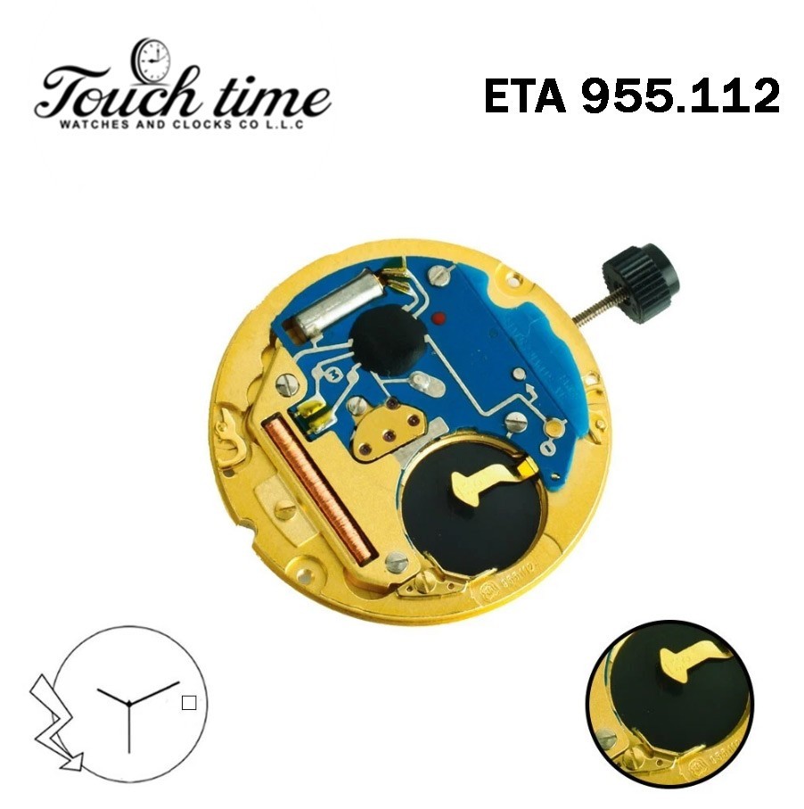 ETA 955.112-Swiss Quartz Movement-Gold Disk At 3 -3 Hands.