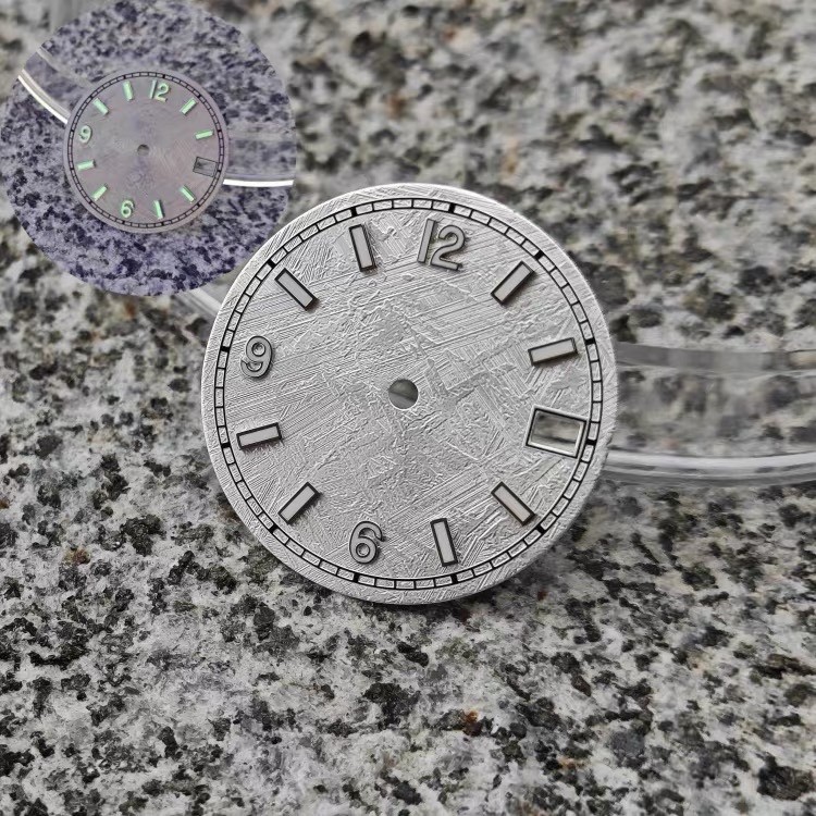 28.5mm Green Luminous Watch Dial White Meteorite-style for NH35 NH36
