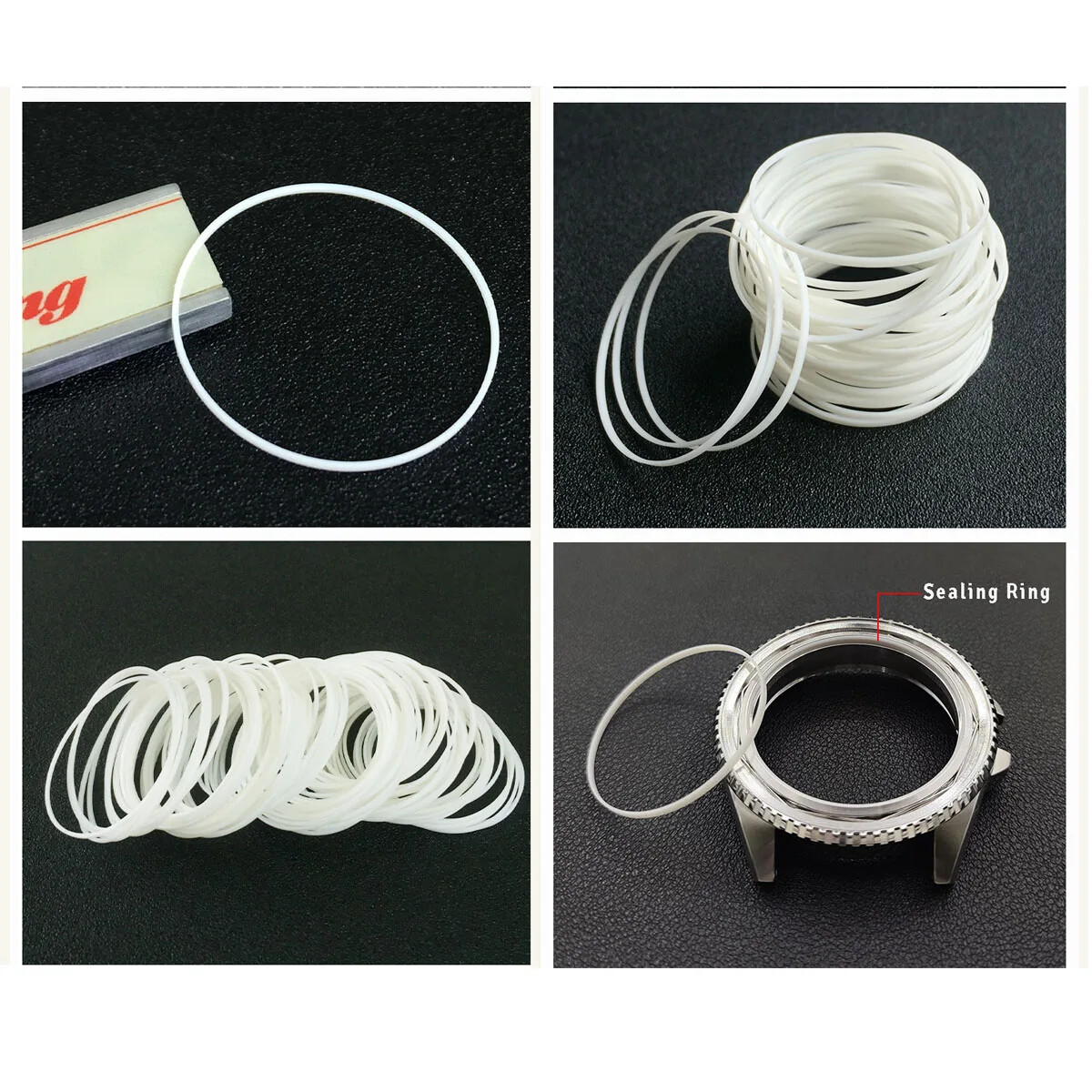 16-40mm White Watch Crystal Sealing Gasket 0.85mm Thick 0.4mm Front Glass I-Ring