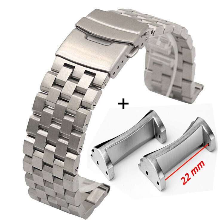 Brushed Steel Adapters+Metal Watch Band For Citizen ProMaster BN2021/2024 BN2029