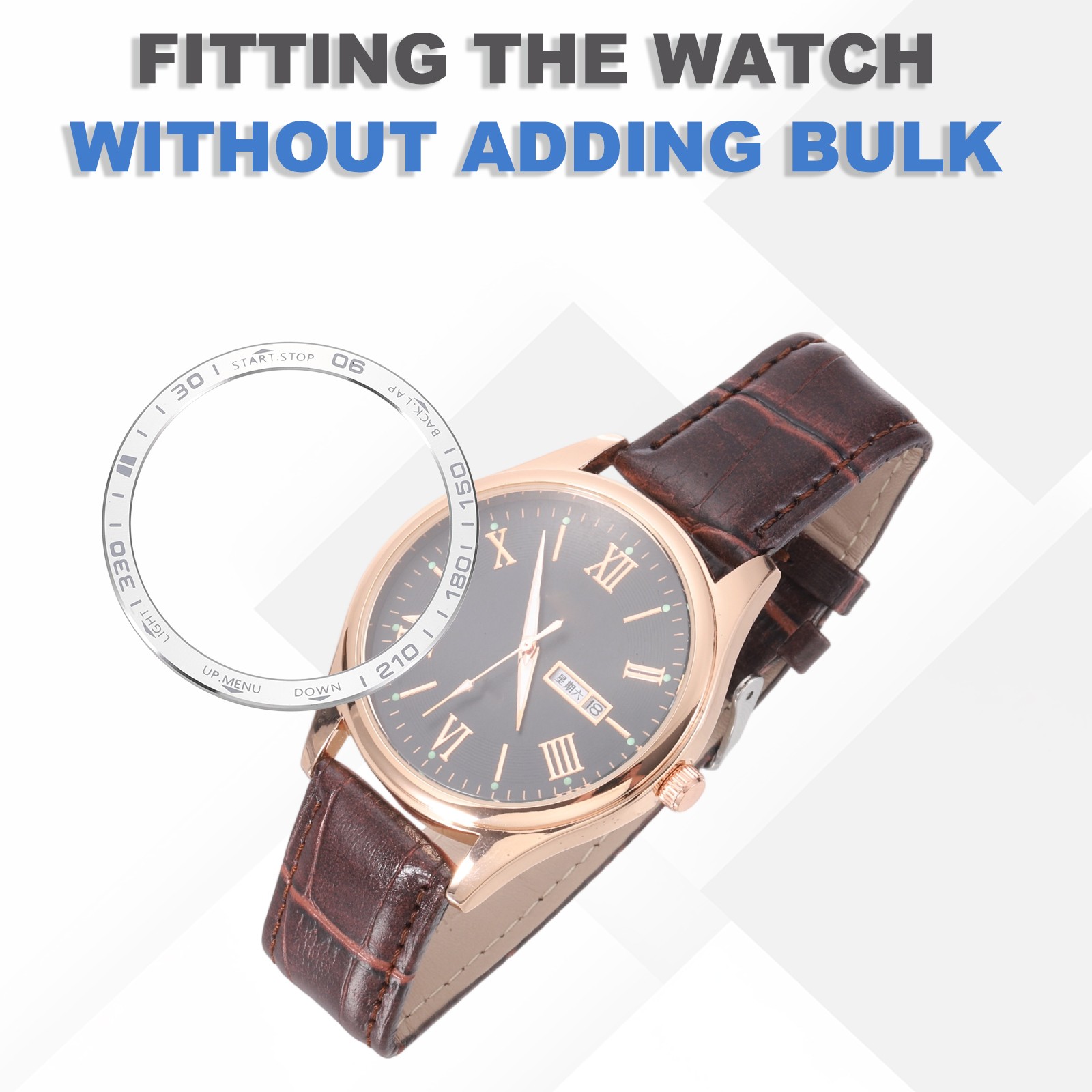 51mm Watch Bezel Stainless Steel Watch Bezel Ring Amoled Display Silver/Gray